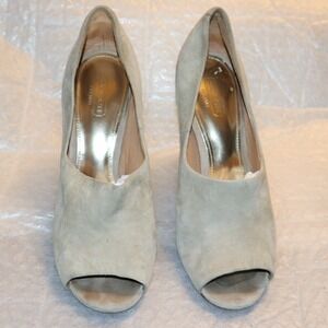 Coach Taupe Suede Peep-Toe Heels